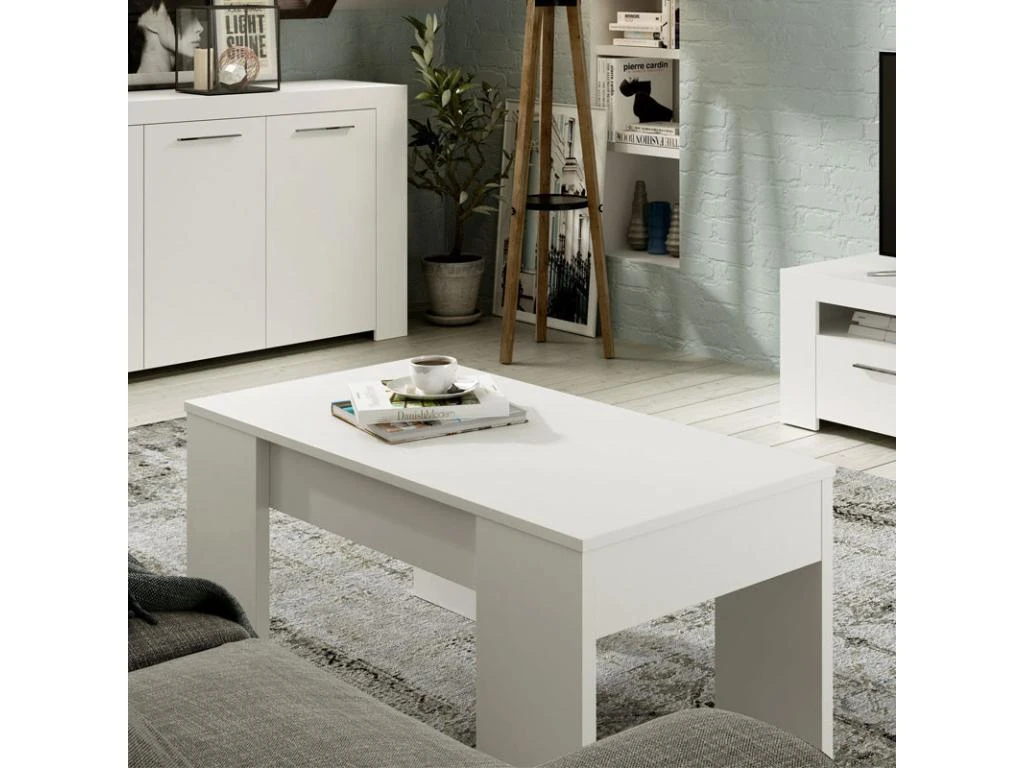 Table Basse Relevable Blanc Mat - RUYRUY - L 100 X L 50 X H 45 Cm 1 Table Basse Relevable Blanc Mat - RUYRUY - L 100 X L 50 X H 45 Cm