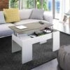 Table Basse Relevable Blanc/Chêne - ARTICA - L 100 X L 50 X H 45/56 Cm -Deco.fr Soldes Boutique table basse 19724481