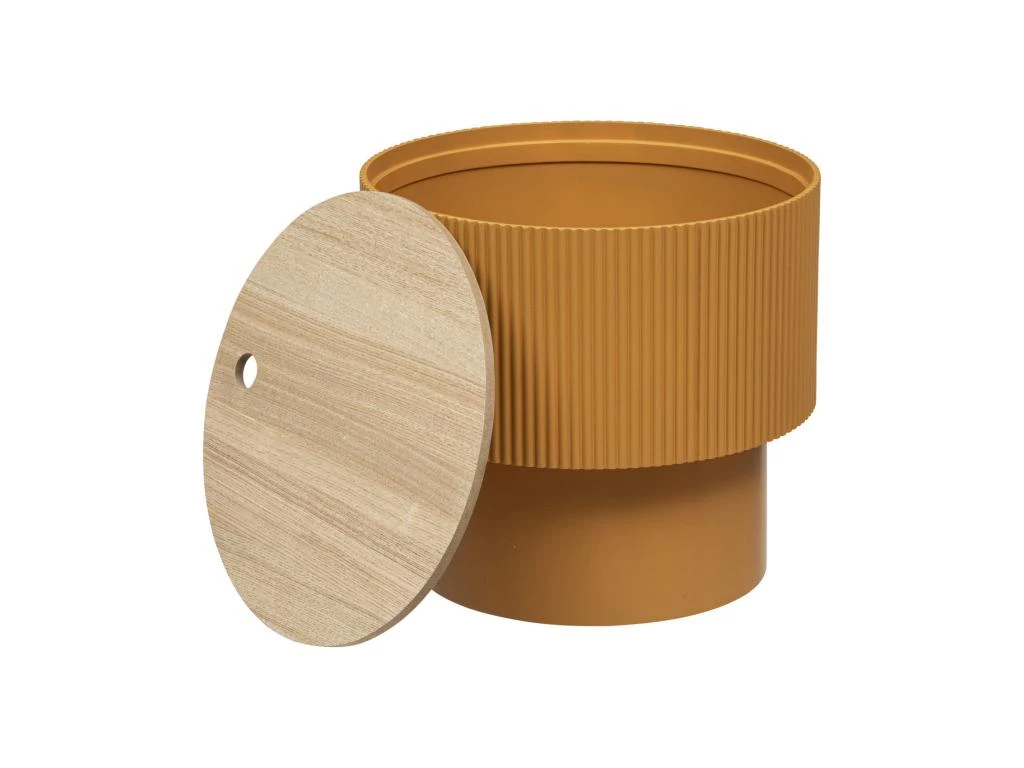 Table à Café Avec Coffre De Rangement En Bois Peint Moutarde D 38,5 X H 35 Cm 2 Table à Café Avec Coffre De Rangement En Bois Peint Moutarde D 38,5 X H 35 Cm – Image 2