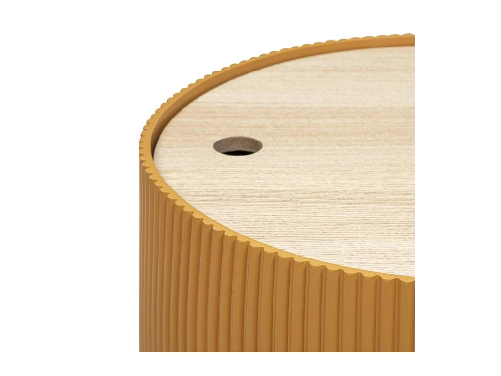 Table à Café Avec Coffre De Rangement En Bois Peint Moutarde D 38,5 X H 35 Cm 3 Table à Café Avec Coffre De Rangement En Bois Peint Moutarde D 38,5 X H 35 Cm – Image 3