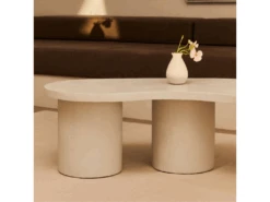 Table Basse Du Microciment En Couleur Blanc 130 Cm -Deco.fr Soldes Boutique table basse 19893423
