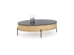 Table Basse Design 120 Cm X 60 Cm X 37 Cm - Chêne Doré/Or