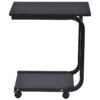 Table D'appoint Avec 4 Roues Roulantes à 360° 2 Tablettes De Rangement 50x30x59cm Noir 20_0001158