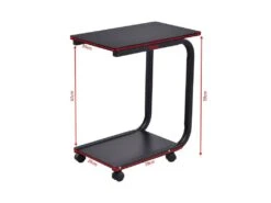 Table D'appoint Avec 4 Roues Roulantes à 360° 2 Tablettes De Rangement 50x30x59cm Noir 20_0001158 -Deco.fr Soldes Boutique table basse 20115407