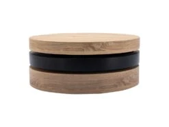 Table Basse Pivotante Ronde Avec 1 Niche En MDF - Noir Et Naturel Clair - JANITA -Deco.fr Soldes Boutique table basse 20257305