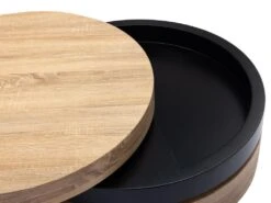 Table Basse Pivotante Ronde Avec 1 Niche En MDF - Noir Et Naturel Clair - JANITA -Deco.fr Soldes Boutique table basse 20257329