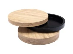 Table Basse Pivotante Ronde Avec 1 Niche En MDF - Noir Et Naturel Clair - JANITA -Deco.fr Soldes Boutique table basse 20257341