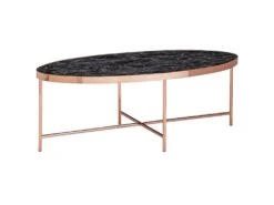Table Basse Aspect Marbre Noir Table De Salon Ovale 110 X 56 Cm Cuivre