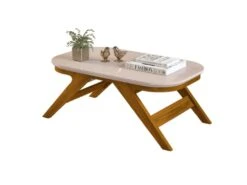 Table Basse Rectangle Chêne Et Ecru 90 Cm