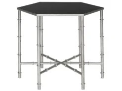 Table D'appoint Argent Et Noir 50 X 43 X 43.18 Cm - Bea