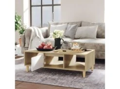 Table Basse Blanc Et Chêne Sonoma 103,5x60x35 Cm Aggloméré -Deco.fr Soldes Boutique table basse 21081869