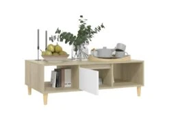 Table Basse Blanc Et Chêne Sonoma 103,5x60x35 Cm Aggloméré -Deco.fr Soldes Boutique table basse 21081871