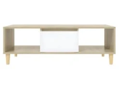 Table Basse Blanc Et Chêne Sonoma 103,5x60x35 Cm Aggloméré -Deco.fr Soldes Boutique table basse 21081873