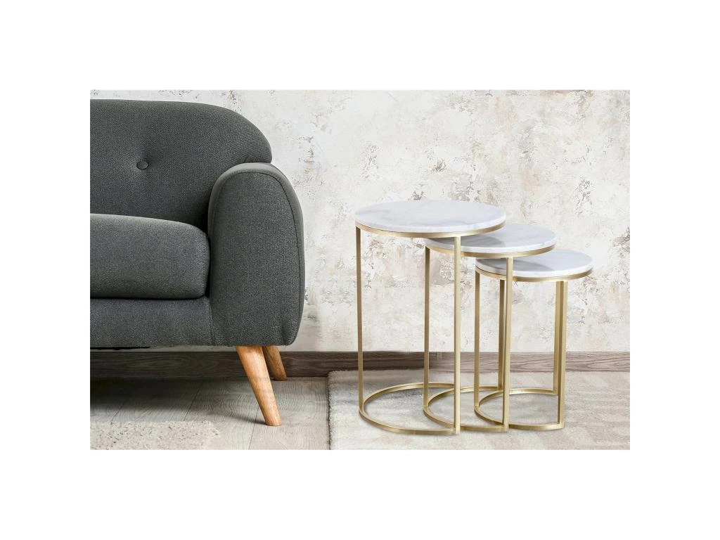 Tables D'appoint Gigognes Marbre Tria 2 Tables D'appoint Gigognes Marbre Tria – Image 2