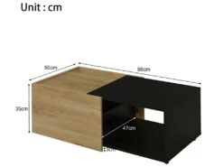 Table Basse Avec LED Et Plateau Extensible - Style Moderne - Naturel & Noir -Deco.fr Soldes Boutique table basse 21134231