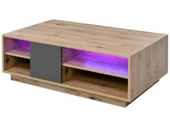 Table Basse Avec LED + 4 Compartiments - Naturel -Deco.fr Soldes Boutique table basse 21134239