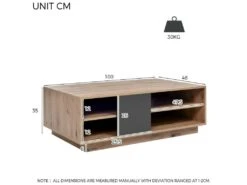 Table Basse Avec LED + 4 Compartiments - Naturel -Deco.fr Soldes Boutique table basse 21134241