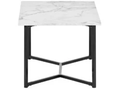 Table Basse Scandinave Avec Effet Marbre - Base En Métal - Blanc -Deco.fr Soldes Boutique table basse 21134475