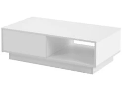 Table Basse Avec LED Et Tiroir Pour Salon - Style Contemporain - Blanc -Deco.fr Soldes Boutique table basse 21134485