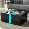 Table Basse Moderne Avec LED - Surface Brillante - Noir -Deco.fr Soldes Boutique table basse 21134509