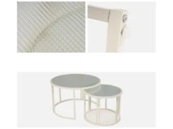 Lot De 2 Tables Gigognes - Plateau En Verre Ondulé à L'eau - Finition Blanc Laiteux -blanc 7 Lot De 2 Tables Gigognes - Plateau En Verre Ondulé à L'eau - Finition Blanc Laiteux -blanc -Deco.fr Soldes Boutique table basse 21134683