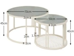 Lot De 2 Tables Gigognes - Plateau En Verre Ondulé à L'eau - Finition Blanc Laiteux -blanc 9 Lot De 2 Tables Gigognes - Plateau En Verre Ondulé à L'eau - Finition Blanc Laiteux -blanc -Deco.fr Soldes Boutique table basse 21134687