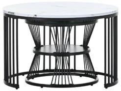 Lot De 2 Tables Basses Gigognes - Style Scandinave - Placage De Marbre - Noir -Deco.fr Soldes Boutique table basse 21134729