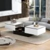 Table Basse Extensible Avec Coffre De Rangement - Table Coulissante - Blanc 5 Table Basse Extensible Avec Coffre De Rangement - Table Coulissante - Blanc -Deco.fr Soldes Boutique table basse 21134787