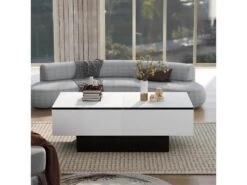 Table Basse Extensible Avec Coffre De Rangement - Table Coulissante - Blanc -Deco.fr Soldes Boutique table basse 21134789