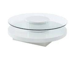 Table Basse RYHALI - Plateau Pivotant - Verre Trempé & MDF Blanc -Deco.fr Soldes Boutique table basse 21152451