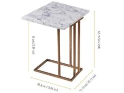 Teamson Home Table à Rallonge En Forme De C Avec Dessus En Faux Marbre, Finition Laiton -Deco.fr Soldes Boutique table basse 21284207