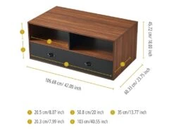 Table Basse Henry Teamson Home Avec Poignée Cuir PU, Finition Noyer Noir -Deco.fr Soldes Boutique table basse 21284543