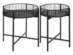 Lot De 2 Tables à Café En Métal Et Rotin H 56 Cm