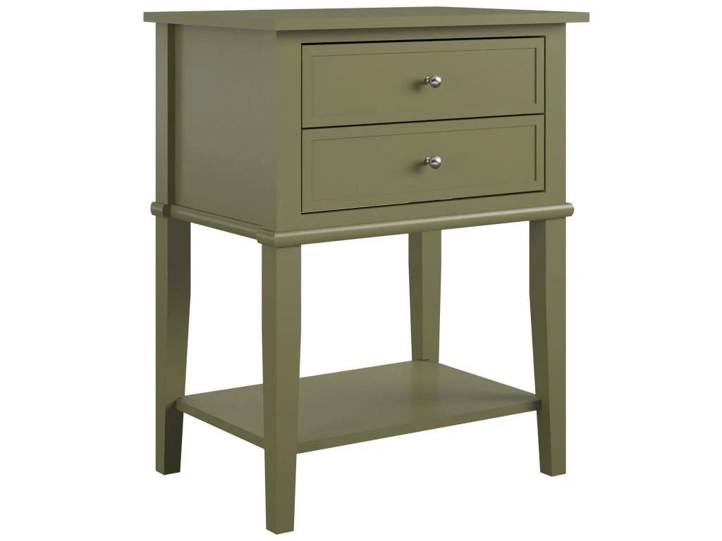 Table D'appoint Avec 2 Tiroirs En MDF Vert Olive 5 Table D'appoint Avec 2 Tiroirs En MDF Vert Olive – Image 5