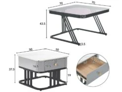 Lot De 2 Tables Gigognes Avec Un Tiroir - Recouverte De Verre Et De Marbre - Gris 14 Lot De 2 Tables Gigognes Avec Un Tiroir - Recouverte De Verre Et De Marbre - Gris -Deco.fr Soldes Boutique table basse 21860655