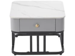 Lot De 2 Tables Gigognes Avec Un Tiroir - Recouverte De Verre Et De Marbre - Gris 17 Lot De 2 Tables Gigognes Avec Un Tiroir - Recouverte De Verre Et De Marbre - Gris -Deco.fr Soldes Boutique table basse 21860661