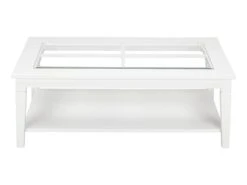 Table Basse GUERANDE - Plateau En Verre Trempé - Pin Blanc -Deco.fr Soldes Boutique table basse 218645