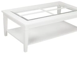 Table Basse GUERANDE - Plateau En Verre Trempé - Pin Blanc -Deco.fr Soldes Boutique table basse 218653