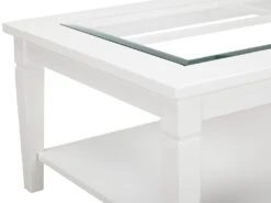 Table Basse GUERANDE - Plateau En Verre Trempé - Pin Blanc -Deco.fr Soldes Boutique table basse 218655