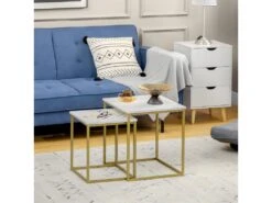Lot De 2 Tables Gigognes VOLOS Aspect Marbre Et Doré 8 Lot De 2 Tables Gigognes VOLOS Aspect Marbre Et Doré -Deco.fr Soldes Boutique table basse 21987529