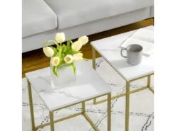 Lot De 2 Tables Gigognes VOLOS Aspect Marbre Et Doré 9 Lot De 2 Tables Gigognes VOLOS Aspect Marbre Et Doré -Deco.fr Soldes Boutique table basse 21987531