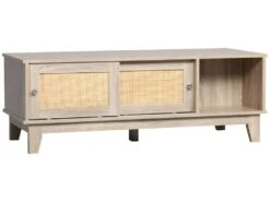 Table Basse Cannage Rotin LORCA Aspect Bois