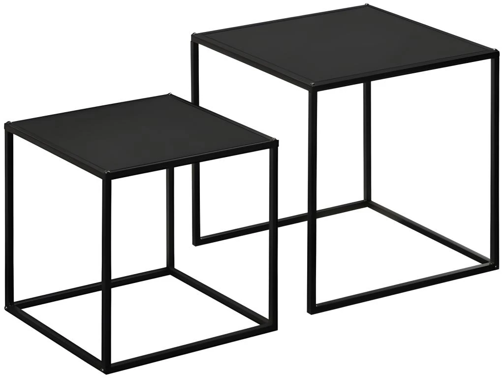 Lot De 2 Tables Gigognes Carrées COSLADA Noires 1 Lot De 2 Tables Gigognes Carrées COSLADA Noires