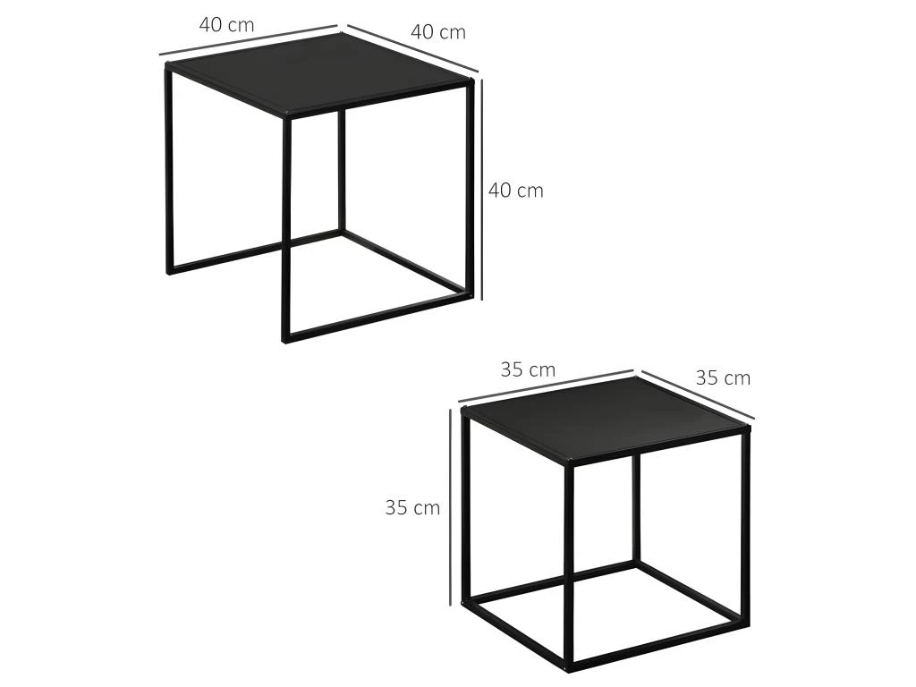 Lot De 2 Tables Gigognes Carrées COSLADA Noires 3 Lot De 2 Tables Gigognes Carrées COSLADA Noires – Image 3