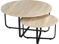 Lot De 2 Tables Gigognes MANAUS Aspect Chêne Et Noir -Deco.fr Soldes Boutique table basse 21987609