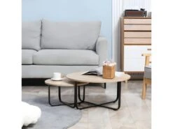 Lot De 2 Tables Gigognes MANAUS Aspect Chêne Et Noir -Deco.fr Soldes Boutique table basse 21987611