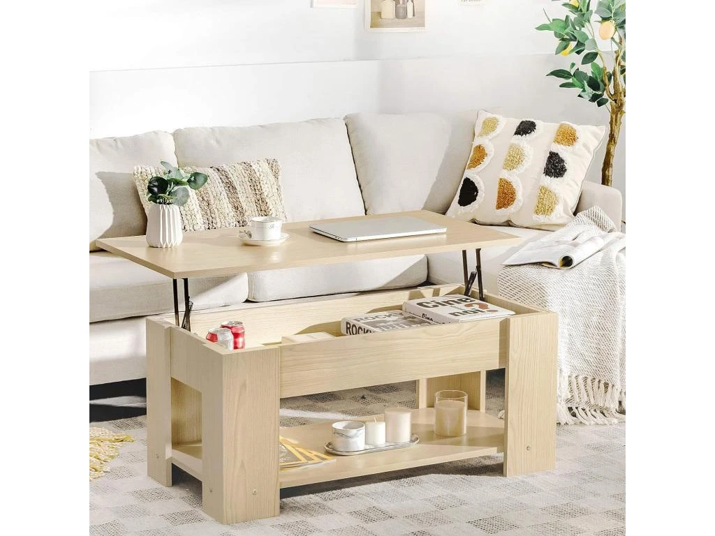 Table Basse Avec Plateau Relavable Et 1 Etagère Pour Rangement 1 Table Basse Avec Plateau Relavable Et 1 Etagère Pour Rangement