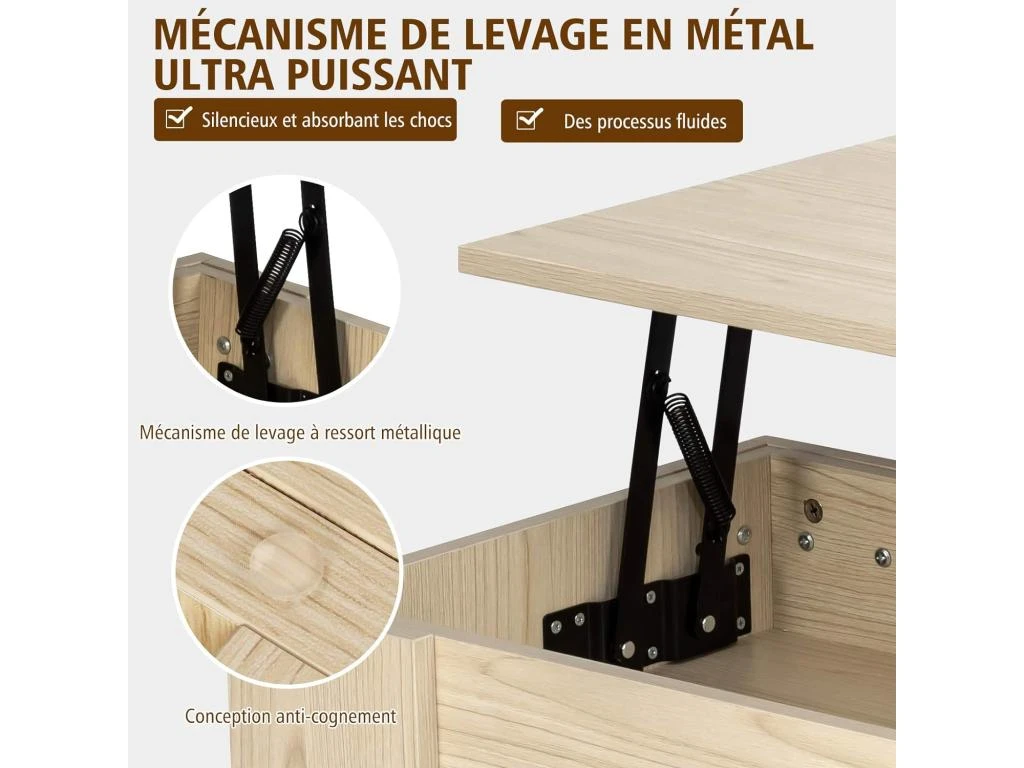 Table Basse Avec Plateau Relavable Et 1 Etagère Pour Rangement 3 Table Basse Avec Plateau Relavable Et 1 Etagère Pour Rangement – Image 3