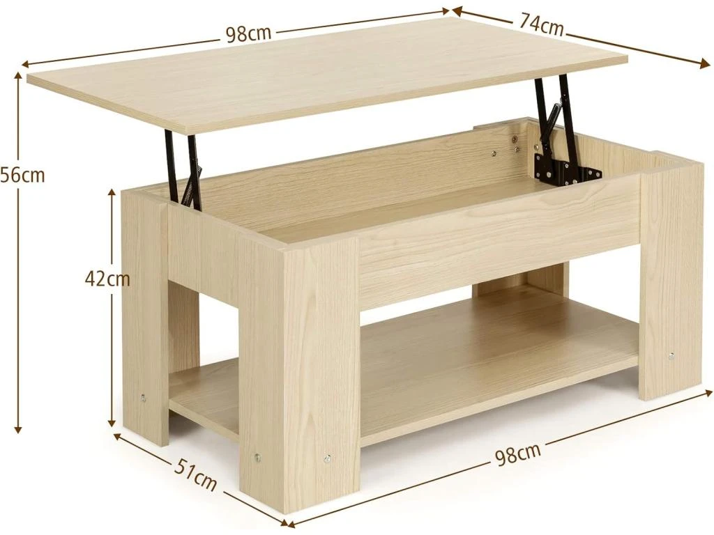 Table Basse Avec Plateau Relavable Et 1 Etagère Pour Rangement 5 Table Basse Avec Plateau Relavable Et 1 Etagère Pour Rangement – Image 5
