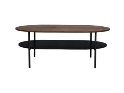Table Basse 2 Plateaux - Décor Noyer Et Pied En Métal - Contemporain - L 110 X P 70 X H 40 - LODGE
